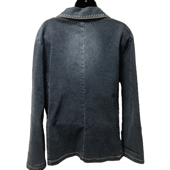 Live a Little Womens Vintage Jean Jacket XL Blue Denim Button Front Stitch Edge - Picture 4 of 5